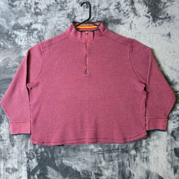 Robert Graham Quater Zip Long Sleeve Red Turtle Neck - Picture 1 of 7